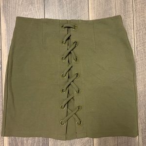 Green Shinestar Mini Skirt